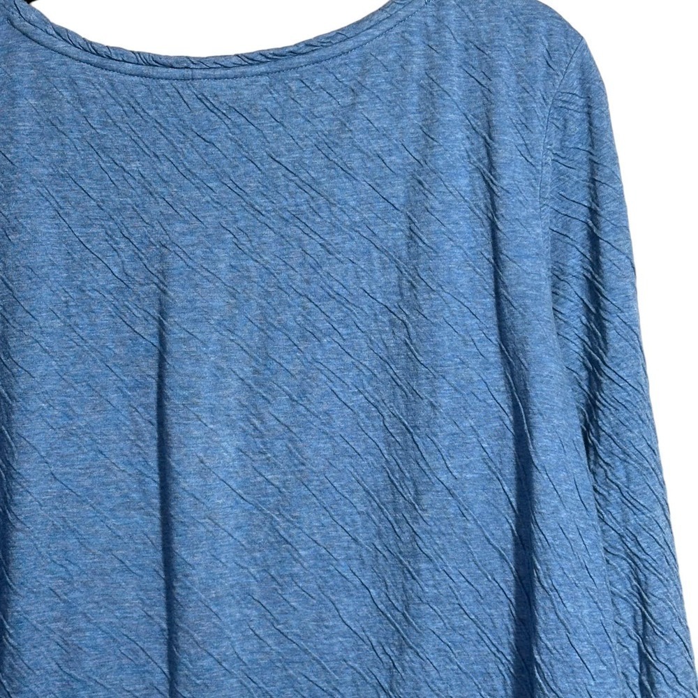 J. Jill Pure Jill 100% Cotton Crinkle Pattern Long Sleeve Tunic Top Blue Size Sm - Picture 2 of 9